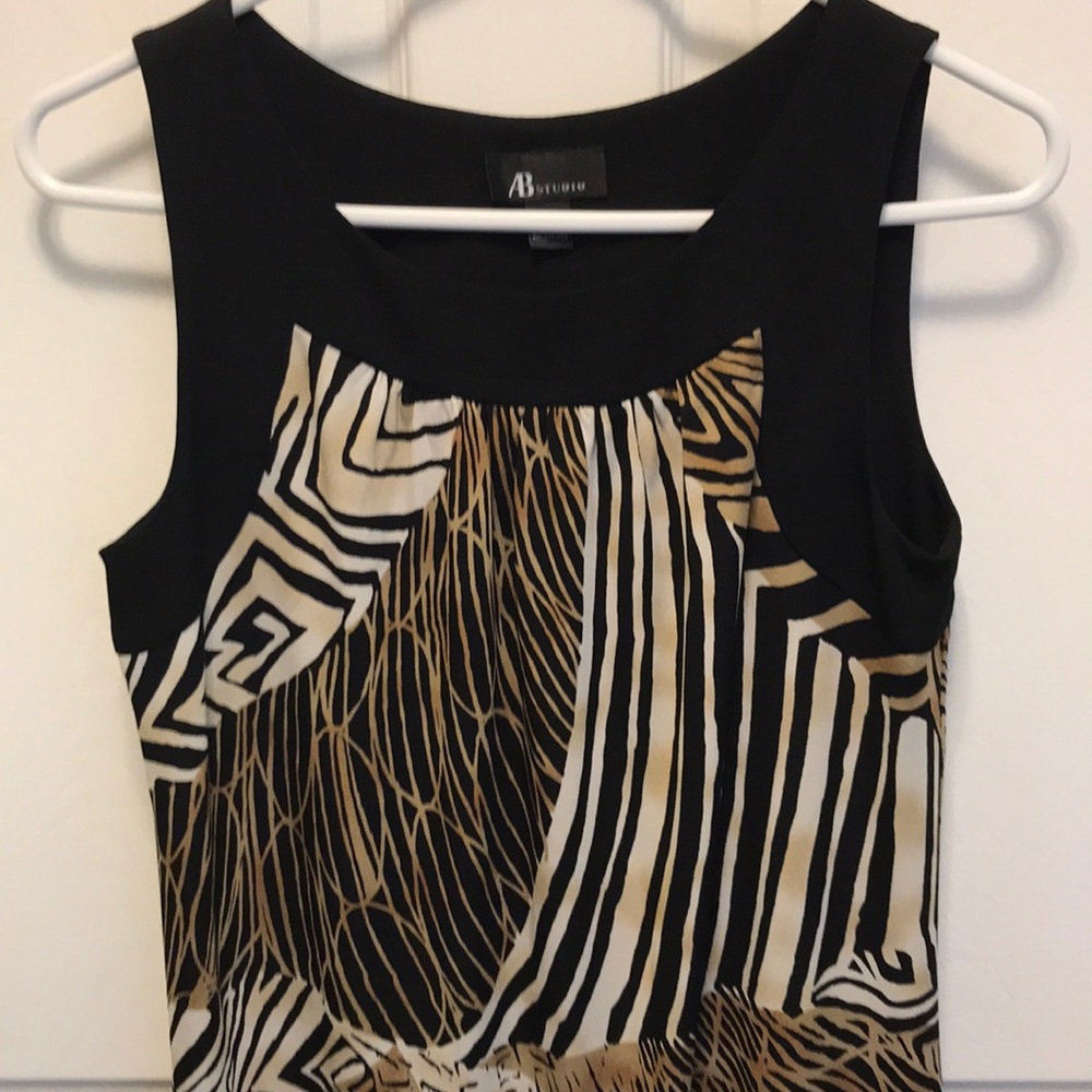 Tan and black print dress